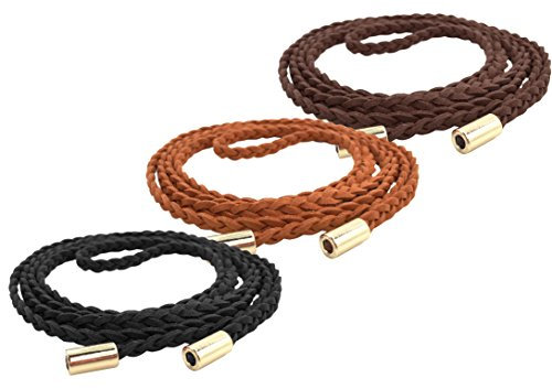 TeeYee Cintura donna sottile cintura/corda/catena (nero Marronechiaro caffè, 160cm)