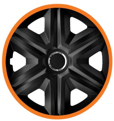 Luckyberg Radkappen - 'Fast LUX/Action' 14 Zoll 4er Set - Universal Fit für Autos und andere Fahrzeuge (Orange)