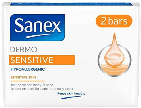 Sanex Sensitive Skin Bar Soap 90g 2 Pack - Hand Soap - Specifically developed for Sensitive Skin on the Face and Body