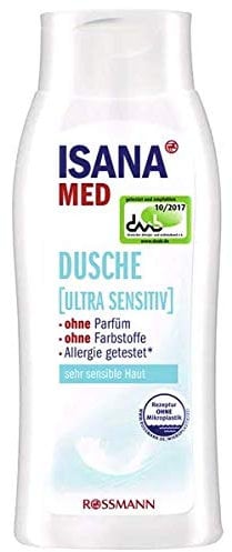 ISANA MED Dusche ultra sensitiv - Ohne Parfüm - Ohne Farbstoffe - Allergie getestet - 250 ml