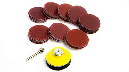 Lot de disques abrasifs Velcro de 50 mm - Grain 80-600 - Avec support pour perceuse