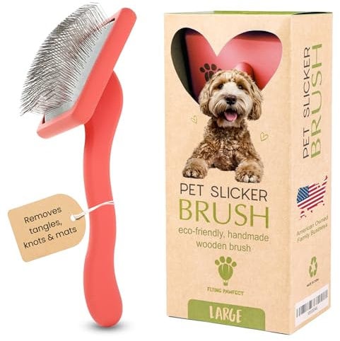 Flying Pawfect Zupfbürste für Haustiere mit weichen, flexiblen Massagestiften, Entfilzung und Enthaarung für dichtes Fell, lose Haare und Unterwolle, professionelles Fellpflege-Werkzeug