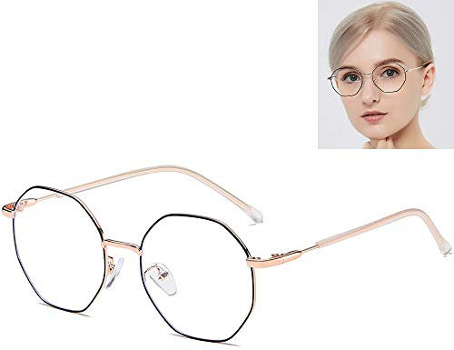 HOUSON blaulichtfilter Brille Damen Anti Blaulicht Brille Polygon Computer Brille blockierung uv Brillen für Damen Herren