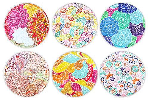 Okaei Untersetzer Kork (6er Set) mit Mandala-Design - Untersetzer Gläser mit Halter für Getränke - Absorbierender & Saugfähiger – Mit Aufbewahrungsbox