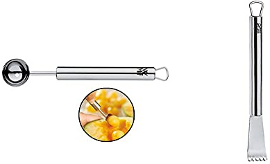 WMF Profi Plus Melonenausstecher Kugeln 15 cm, Kugelausstecher mit Ablaufloch, kleiner Portionierer, Cromargan Edelstahl teilmattiert & Profi Plus Zitronenschaber 14,5 cm, Zestenrreisser