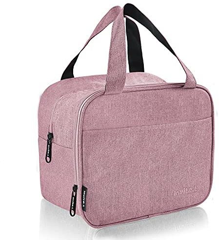 EETU Lonchera aislada, lonchera térmica, pequeña con cremallera, doble capa, a prueba de fugas, impermeable, para adultos, niños, trabajo, picnic y viajes (rosa)