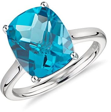 JewelryGift Bijoux 925 Sterling-Silver Cocktail Bague Natural-Blue Topaz Gemestone Dernière déclaration Parfait pour Une Occasion spéciale Taille de la Bague: 49