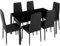 TecTake® Dining Table and Chairs - Modern Dining Table Set with 6 Dining Chairs in Faux Leather, Elegant Safety Glass Top & Robust Steel Frame, Ideal Dining Room & Kitchen Table Set - Black