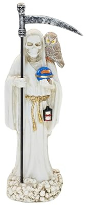 DRW Figur Santa Muerte aus Kunstharz, handbemalt, 20 cm (weiß)