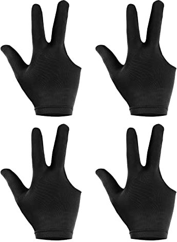 PATIKIL 4Pack 3 Finger Schwimmbad Handschuhe Billard Handschuhe Linke und Rechte Seite Show Handschuhe Billardqueue für Shooter Karambolage Pool Snooker Queue Sport Schwarz