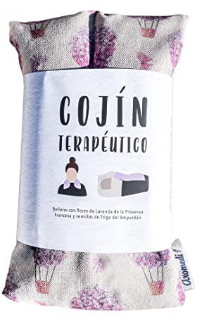 Aromedi Saco semillas microondas, saco térmico de semillas con lavanda natural y trigo (48x15) sin funda. Cojín térmico para aliviar el dolor. Retención de frío y calor. (Globos - Mariposas)