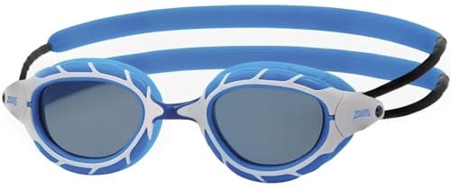 Zoggs Predator Swim Goggles, UV Protection, Quick Adjust Straps, Fog Free Lenses, Ultra Fit, Blue/White/Tint Smoke - Smaller Fit