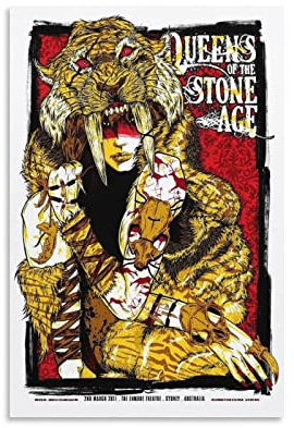 JEYUAN Poster und Drucke 60 * 90cm Senza Cornice Queens Of The Stone Age Sydney Concerto Rock Vintage Poster Canvas Wall Art Room Pictures for Bedroom Gifts Decor