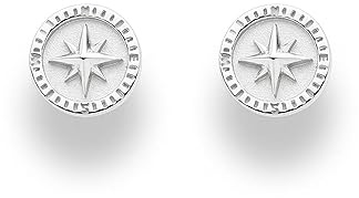 DUR Schmuck: Ohrring, Ohrstecker Kompassrose 2.0 10 mm, 925er Sterlingsilber, hell rhodiniert, O5448