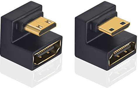 Maxhood U Shaped Mini HDMI to HDMI Adapter 8K, 180 Degree Angled Mini-HDMI 2.1 Extension Converter Adapter for 8K/4K 3D 1080P Digital Cameras, Monitors, DVRs (Up & Down Angled)