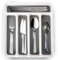 Cutlery Organiser Tray – 5 Compartments Non-Slip Kitchen Drawer Organiser – 27.5 x 32.5 x 4.2cm Plastic Tray – Grey and White Cutlery Holder For Kitchen Drawer – For Spoons, Knives, and Forks
