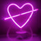 Neonlicht Herz mit Pfeil pink mit Fuß Sockel NEON LED Licht batteriebetrieben Aufsteller Tischlampe Leuchtreklame Lampe Leuchte Dekoration Kinderzimmer Schlafzimmer Beleuchtung Party Nachtlicht Stand