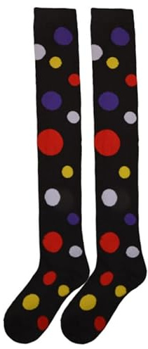 GALPADA 1 Paar Neuheitssocken Clown-Cosplay-Strümpfe Kniehohe Socken Gemusterte Rote Socken Socken Für Damen Seidenstrümpfe Für Damen Kleiderstrümpfe Tanzsocken Damenkleid
