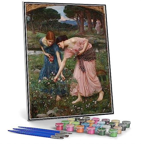 Malen nach Zahlen für Erwachsene Sammeln Sie Ihre Rosenknospen während Sie Mai Gemälde von John William Waterhouse DIY Malen nach Zahlen Kits auf Leinwand