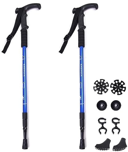 ThreeH Wanderstöcke Leichte Trekkingstöcke T Anti Rutsch Griff Design Verstellbarer Wanderstock für Reisen Wandern Klettern Senioren Männer Frauen