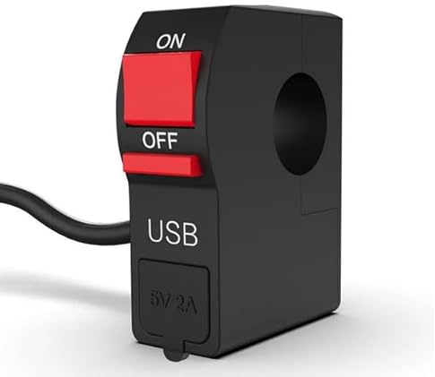 DECATRONIC Caricabatterie USB per Moto,Caricatore da manubrio Caricabatterie USB per moto con interruttore supplementare, per ricarica navigatore GPS per tablet cellulare ecc.