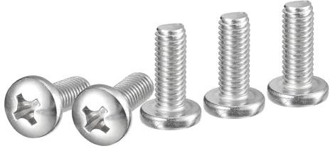 DTGN Vis à Tête Cylindrique Cruciforme 3/8-16X1, 10 Pièces En Acier Inoxydable 304, Filetage UNC Complet, Finition Brillante, Kit de Vis Boulons