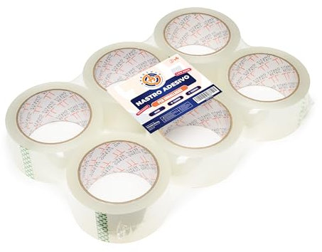 Generico Set di 6 Rotoli di Nastro Adesivo per Imballaggi Trasparente - Silenzioso, Ultra Resistente, 50mm x 66 metri - Ideale per Spedizioni, Ufficio e Casa…