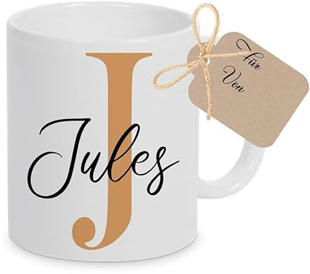 Manufaktur Liebevoll Personalisierte Tasse mit Namen Tasse personalisiert Name Namenstasse Teetasse personalisiert Buchstaben Tasse Geschenk (Orange)