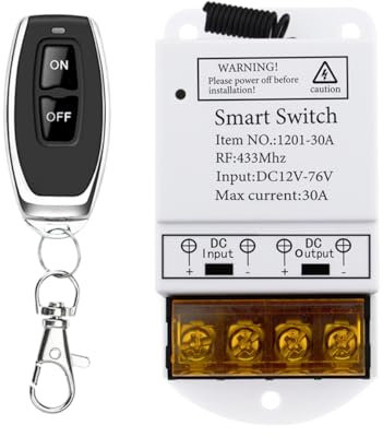 ZONADAH Wireless Remote Switch 164ft Long Range Remote Battery Supply Disconnect 30A 12V‑76V with Receiver for Car Horn Water Pump Control High Power
