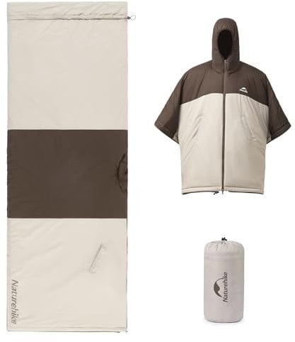 Naturehike Schlafsack aus Baumwolle Multifunktionaler Schlafsack Poncho-Schlafsack Wasserdichter und Windfester Schlafsack 12–15 ℃ für Camping, Reisen und Outdoor-Aktivitäten für Erwachsene und Kinder