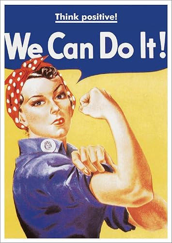 Gutsch Verlag Lustige Motivations-Postkarte mit Retro-Design 'We Can Do It!' - Inspirierende Botschaft, Think Positive, Kraftvolle Frau mit rotem Kopftuch, Geschenkidee.