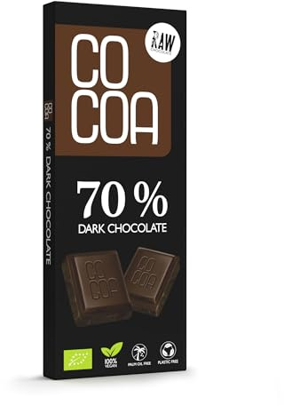 CO COA Dunkle Schokolade 70% BIO 40 g, ohne weißen raffinierten Zucker, ROH-Schokolade aus ungerösteten Kakaobohnen, klassische dunkle Schokolade 70% Kakao
