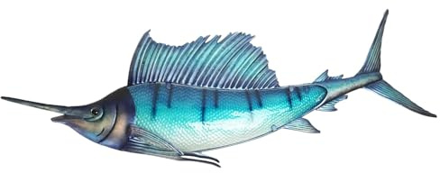 EUROCATCH Sailfish - Wanddekoration - 110cm - 3D - Metall und Glas - Kunst - Mancave Deko - Wanddekoration - Geschenkidee