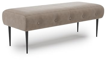 CAVADORE Sitzbank Amba, Trendige Polsterbank 2-sitzig für Küche, Esszimmer oder Wohnküche / Küchenbank passend zum 2-Sitzer Amba / 119 x 52 x 54 / Flachgewebe: Hellbraun