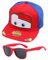 TIUASHR Mccqueen Car Baseballmütze Baseball Cap Kinder, 2PCS Auto Baseballkappe und Sonnenbrille Sonnenhut Verstellbar Baseboard Mütze Basecap Kappe Cap Sonnenmütze für Kinder Ab 3 Jahren