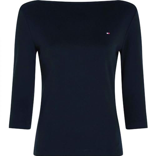 Tommy Hilfiger Slim Cody Boat-Nk 3/4Slv Ww0Ww40589, Top in Maglia a Maniche Corte, Donna, Blu (NOS Desert Sky), M