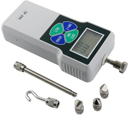 Digitales Kraftmessgerät, AMF 500N Digitaler Kraftmesser mit Einheiten N/kg/lb, Tragbares Druck- und Zugmessgerät Prüfgerät mit 6 Messköpfe und Aufbewahrungskasten