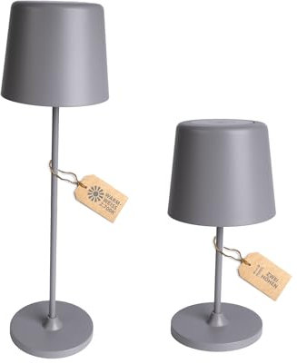 A.S. Création LED Tischleuchte inkl. Aufladekabel in Grau aus Metall und Kunststoff - Tischlampe Kabellos Warmweiß Dimmbar DD129460 - Verwendung im Innenbereich - 10cm (B) x 37cm (H)