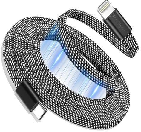 Magtame Magnetic USB C to Lightning Cable for iPhone 3.3FT, Coiled iPhone Charger Cable Fast Charging MFi Certified, Flat Retractable Cord Braided Compatible with iPhone 14 13 12 11 Pro Max XR XS X