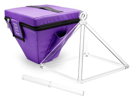KVKA 8 inch Crystal Singing Pyramid, Quartz Clear Sound Pyramid for Yoga Meditation Healing Musical Instrument with Carrying Case + Mallet + Purple Rope