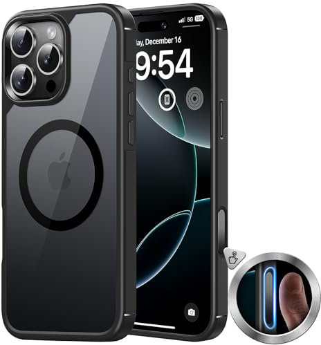 TAURI for iPhone 16 Pro Case with Camera Control Capture Button, Compatible with MagSafe [Not-Yellowing], 16FT Military-Grade Protection, Slim Magnetic Phone Case for iPhone 16 Pro 6.3, Black