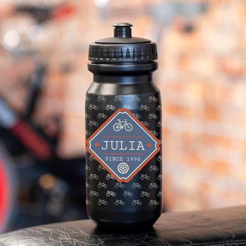 Wanapix | Personalisierte Fahrrad-Trinkflasche | Schwarz | Fahrradflasche mit Ihrem Foto oder Namen | Fassungsvermögen 620 ml | BPA-frei | Fahrräder + Name
