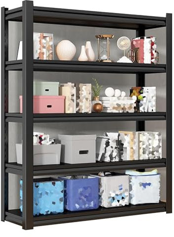 DGAMHF Schwerlastregal 5-stufiges Metallregal, Robustes, Verstellbares Lagerregal, Schraubenlose Montage, Industrielles Mehrzweckregal for Den Balkon Der Supermarktküche(100x50x160cm)