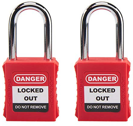 HOLULO Safety Lockout Padlock, 2 Padlocks with 4 Keys, Lock Off Kit Security Outdoor Padlock Weatherproof Steel Shackle, Red Safety Locks Off kit for Electricians/Industrial Site