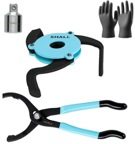 Shall Ensemble de clés à filtre à huile de 30,5 cm, pince à filtre à huile de 30,5 cm, clé à filtre à huile réglable, adaptateur 1,27 cm F vers 3/8 M