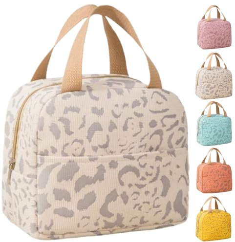 Arae Kühltasche Klein, Kleine Kühltasche Für Unterwegs - Wiederverwendbare, Wasserdichte Isolierte Lunchtasche mit Alufolie Thermo-Isolierung für Büro, Fitness, Strand & Reise - Beige