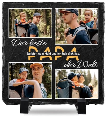 ALBK Personalisierte Geschenke für Papa - Schiefer mit Foto, Vatertagsgeschenk personalisiert, Schiefertafel personalisiert, Bild Geschenk, Geschenke zum Vatertag, Geburtstag, Papa Geschenk