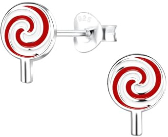 Monkimau Mädchen Ohrringe Lollipop | Ohrstecker aus 925 Sterling Silber | Kinderohrringe hypoallergen