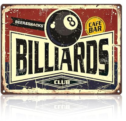 Billard-Blechschild für Billard-Fans, Vintage-Blechschilder für Männer, Billardhalle, Dekoration, Snooker, Club, Garage, Zimmer, Wanddekoration, Plakette, 30,5 x 40,6 cm