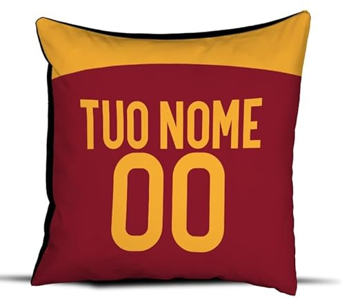 quickgadget Idea Arredo Casa Regalo Cuscino Sport Calcio personalizzato con nome e numero per tifoso Roma